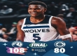 NBA赛事：森林狼108-80大比分战胜快船，兰德尔20+4+4.