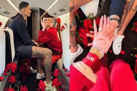 NBA球星库兹马求婚成功!与超模女友终成眷属,球迷送上祝福。