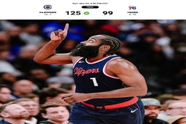 NBA常规赛:快船125-99大胜76人哈登23+18,快船豪取5连胜